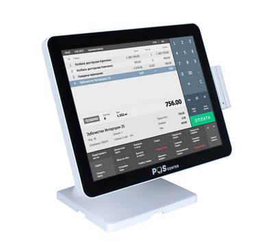 Сенсорный моноблок POSCenter Atlas (15, PCAP, J4125, RAM 4Gb, SSD 128Gb, MSR) Win 10 IoT, белый — фото 1