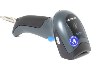 Сканер штрих-кода Datalogic QuickScan QD2430-BK, USB, темно-серый, с белой подставкой — фото 2
